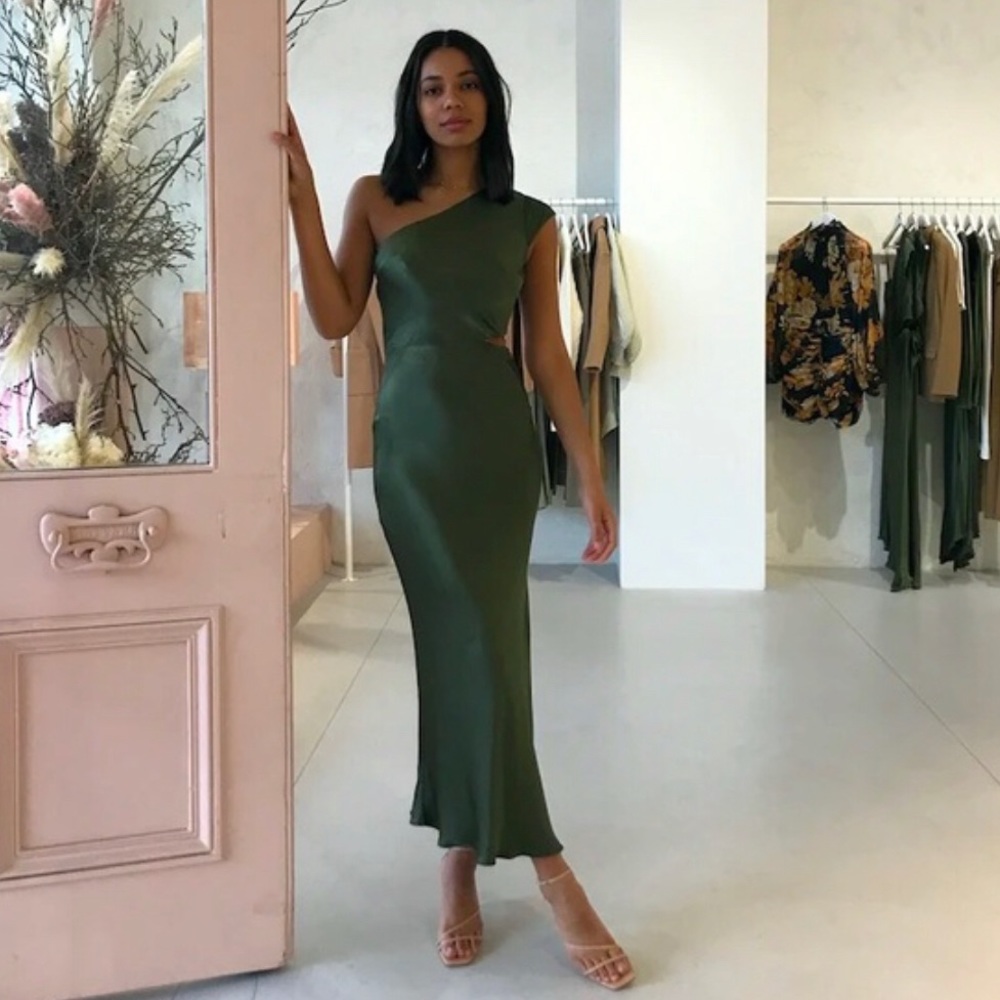 Bec & Bridge – Delphine Asym Midi Dress in Fern